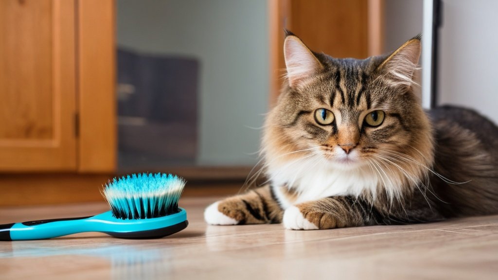 Photo grooming brushes for cats