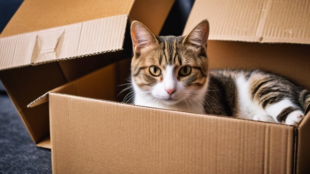 Photo cats, cardboard boxes