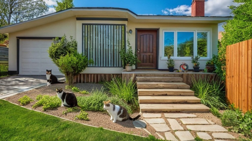 Photo cats zoom house