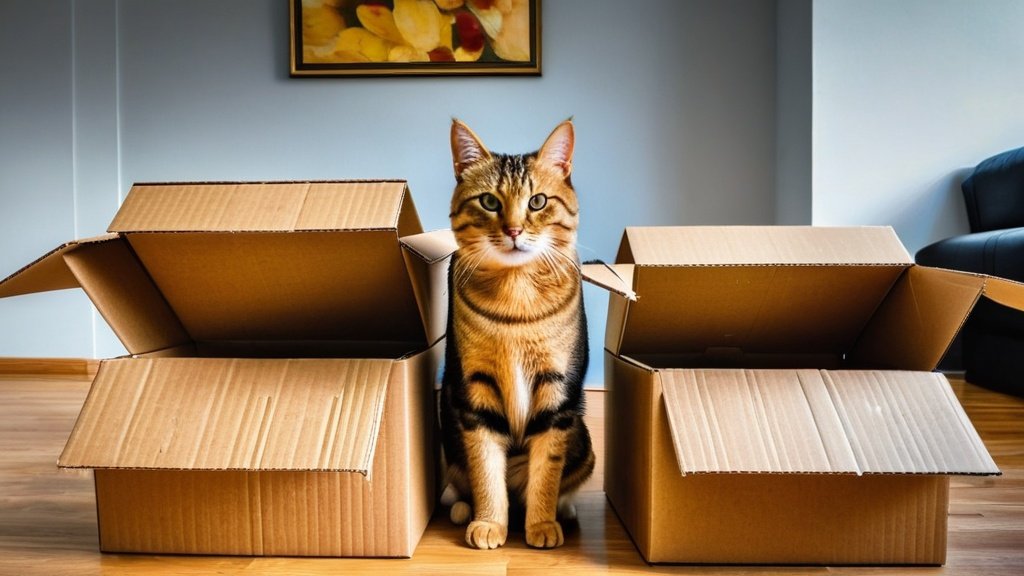 Photo cats, cardboard boxes